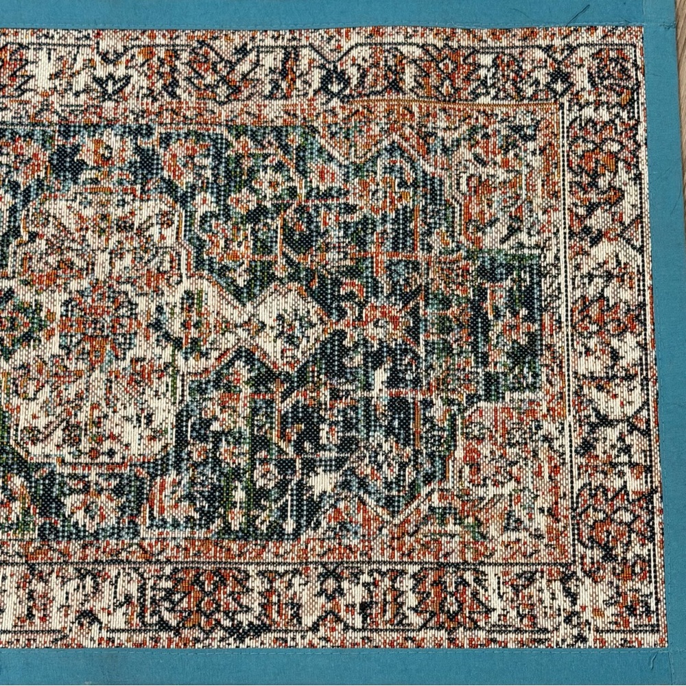 World Rug Gallery Teal Flatweave Rectangular Rug - Picture 2 of 10